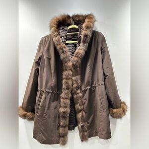 Brown Fur-Trimmed Women's Coat